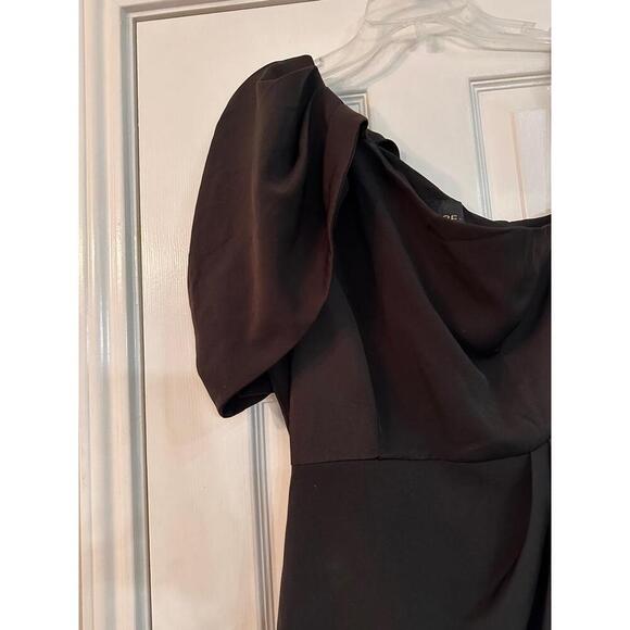 DO+BE Womens Size S Black One Shoulder Mini Ruched Puffed Sleeve Cocktail Party - Picture 8 of 8